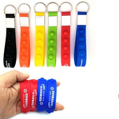 Push Pop Bubble Wristband Fidget Keychain