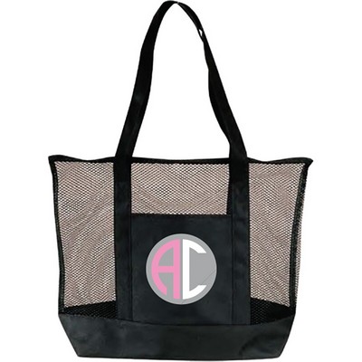 Deluxe 20" Double Mesh Zipper Tote With Front Pocket