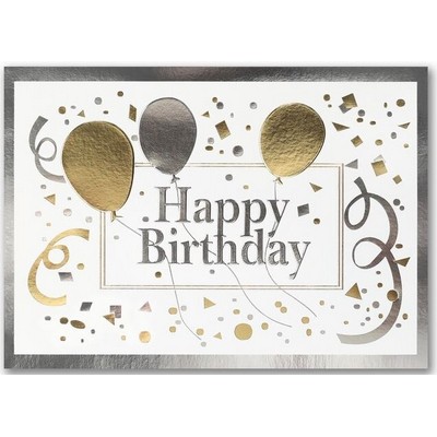 Metallic Balloons Birthday Card