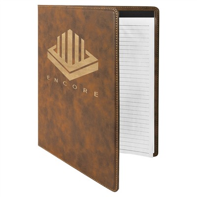 9 1/2" x 12" Rustic/Gold Leatherette Portfolio with Notepad