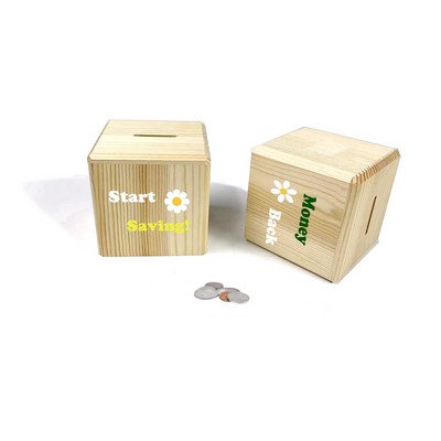 Wooden Personalized House Shaped Piggy Bank Saving Money Box With Backing for Children Gift