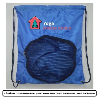 Sublimation Polyester Drawstring Bag w/ Circular Mesh Pocket