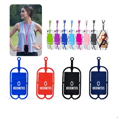 Silicone Lanyard with Phone Holder & Wallet