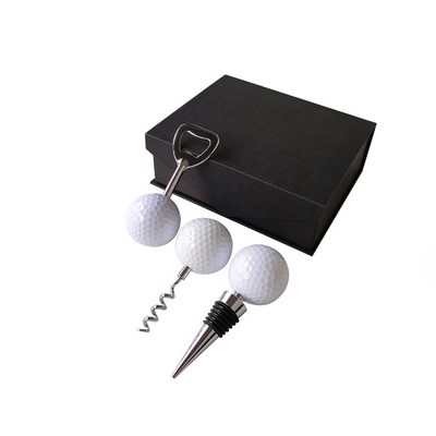 Golf Ball Wine Bottle Opener Gift Set