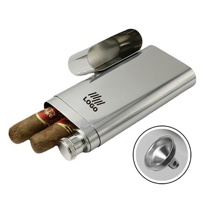 Hip Flask Cigar Holder With Funnel