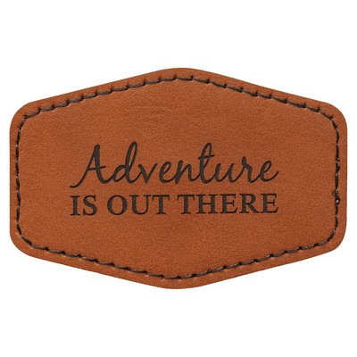 Hex Engraved Patch with Adhesive, Rawhide Faux Leather, 3" x 2"