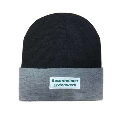 Two-tone Color Knitted Cuffed Beanie Hat for Men & Women