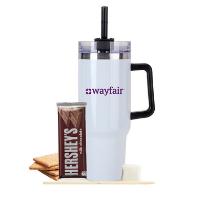 Promo Revolution - 40 Oz. Tapered Tumbler w/ Handle & Straw w/ S'mores Kit (2 Servings)