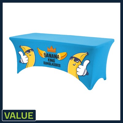 Value - 6 ft. x 30"Top x 29"H - 4 Sided Hemmed Stretch Table Throw (Full Coverage Dye Sublimation)