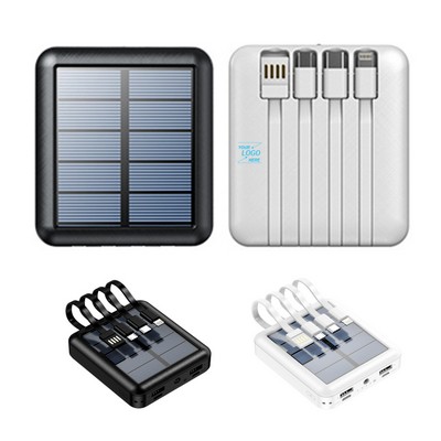 5000mAh Solar Power Bank Portable Charger with Cable