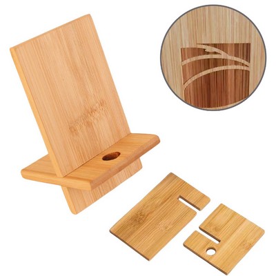 Elegant Laser-Engraved Bamboo Mobile Phone Stand