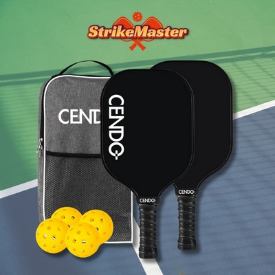 StrikeMaster USAPA Pickleball Set with Carbon Fiber Paddles/Honeycomb Core