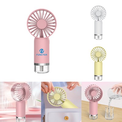 Mini Hand Held Fan, Humidifier Fan W/3 Speed Adjustable Cooling Fan, Portable USB Desk Fan