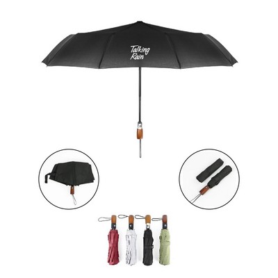 42" Wooden Handle Automatic Opening Umbrella