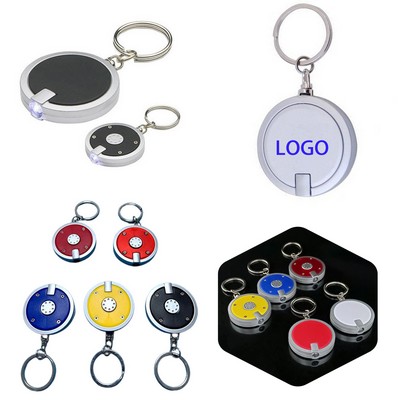 Deluxe Coaster Shape Round Led Flashlight Key Chain