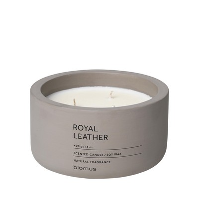 blomus Fragra Royal Leather Candle in Concrete Container