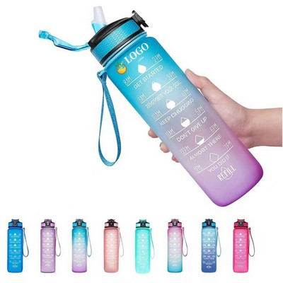 32Oz Motivational Fitness Leak-Proof Sports Water Bottle