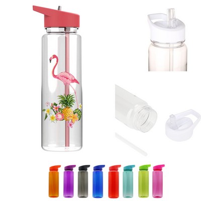 Clear Water Bottle with Flip Straw