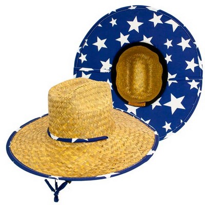 Goldcoast Blue Star Straw Lifeguard Hat