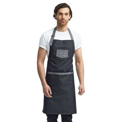 Artisan Collection By Reprime Unisex Domain Contrast Denim Bib Apron