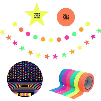 UV Blacklight Reactive Tape and 29ft Stars Garland Neon Party Glow Supplies Set