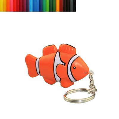 Foam Clown Fish Shaped Stress Ball with Keychain