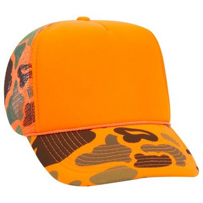 Otto High Crown Foam Trucker Neon Camo Cap