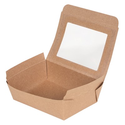 BioPlus VIEW #3 Window Paper Takeout Box - Kraft