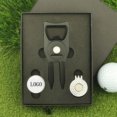 Golf Cap Clip Green Fork Marker Set