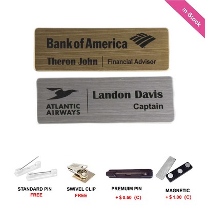 Laser Engraved Stainless Steel Name Badge (3"x 1")