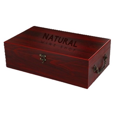 2-Bottle Red Wooden Wine Gift Box