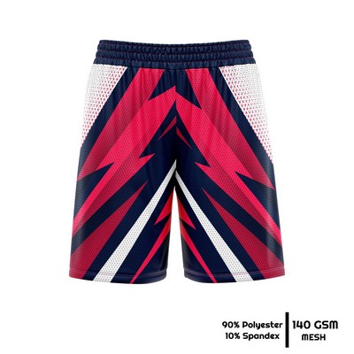 Unisex and Kids' Full Sublimation Shorts with Lining - 140G Mesh