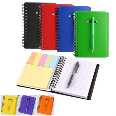 Spiral Pocket Notepad with Pen, Sticky Notes & Tabs