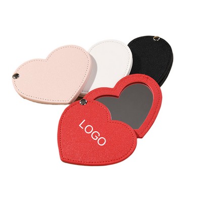 Heart-Shaped Portable Folding Rotating Makeup Mirror