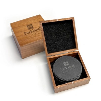 Slate Coasters In Wooden Gift Box