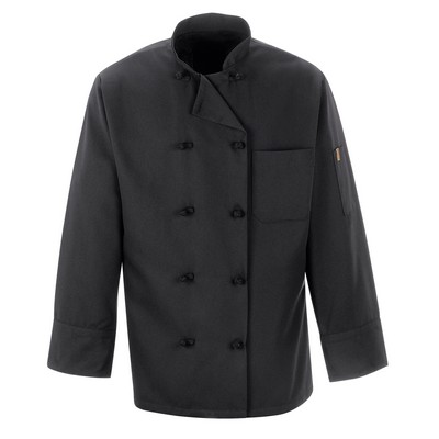 Red Kap® Black Chef Coat Ten Knot Buttons