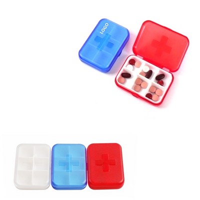 6 Compartment Classic Pill Case Tablet Box with Health Cross Design