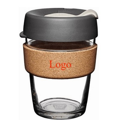 12Oz Coffee Glass Cup W/ Lid