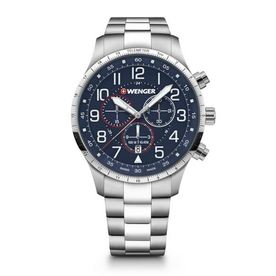 Victorinox Swiss Army Corporate Gifts Attitude Large Blue Dial Chronograph Stainless Steel Watch