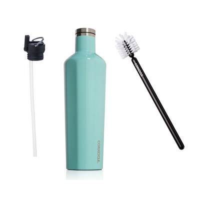 Corkcicle® 25 Oz. Canteen W/Bottle Brush & Canteen Cap W/Straw - Gloss Turquoise