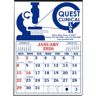 Memo X Multi-Sheet 1 Color Imprint Red/Blue Calendar