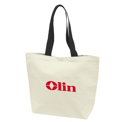 Canvas Tote Bag with Gusset & Colored Handles