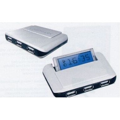 3-Port USB Hub w/LCD Clock