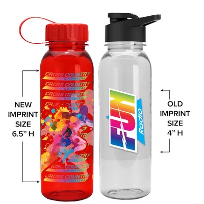 24 Oz. Transparent Sports Bottle w/Tethered Lid - Digital Imprint