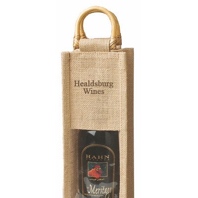 Jute Vino-Sack™ One Bottle Tote w/Clear Poly Window