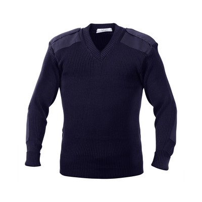 Gov't Type Acrylic V-Neck Sweater- Black, Navy (4XL)