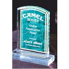 Marbleized Green Acrylic Rectangle Award w/ Curved Top - 4"x6"