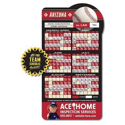 Magnet Sport Schedules - Baseball Shape (3.875x7.25) - 25 mil.