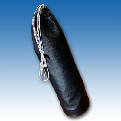 Custom Genuine Leather Draw String Wine Bottle Bag (Debossed/ 1 Side)