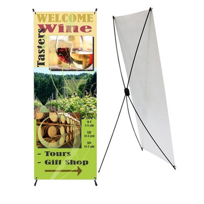 Large X-Stand w/ 13 Oz. Economy Vinyl Banner & Stand. Full Color, No Minimum